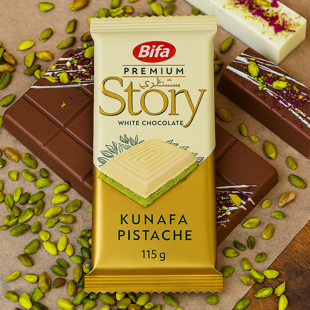 Chocolat Blanc Fourré Crème Pistache & Kunefe 115g Story