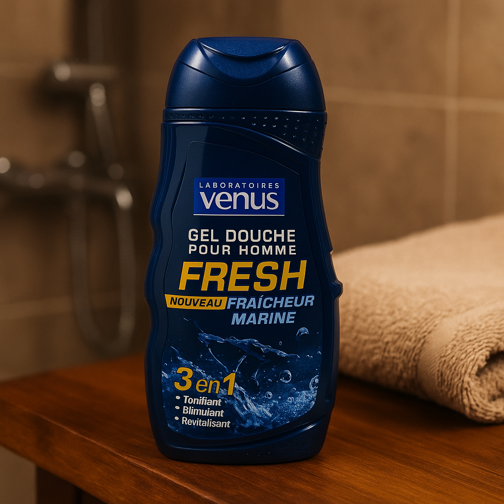 Gel Douche Homme Fraîche Marine 3‑en‑1 250ml Venus