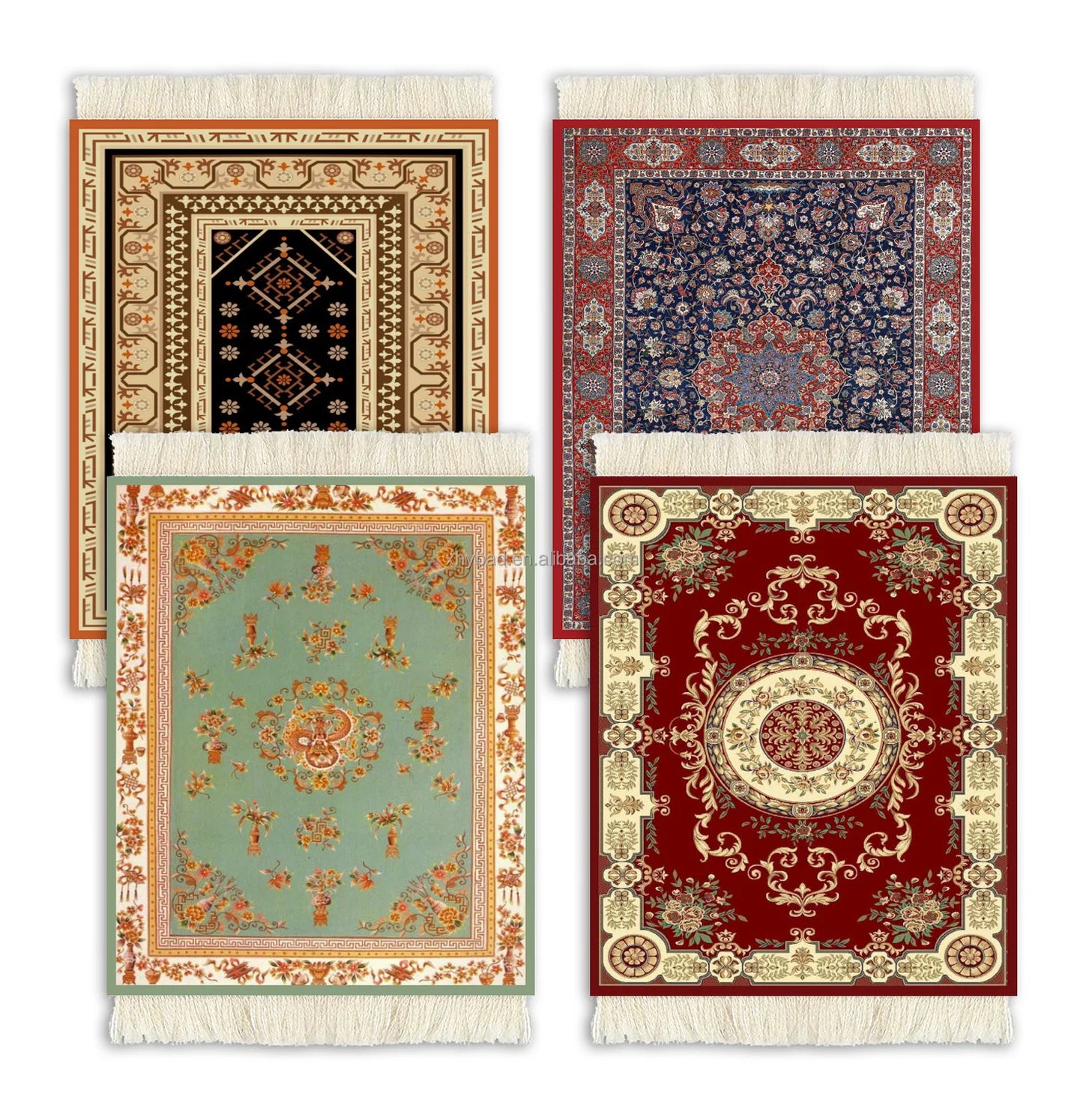 Ensemble 4 sous-verres orientaux – Design arabe style tapis persan 13x9 cm