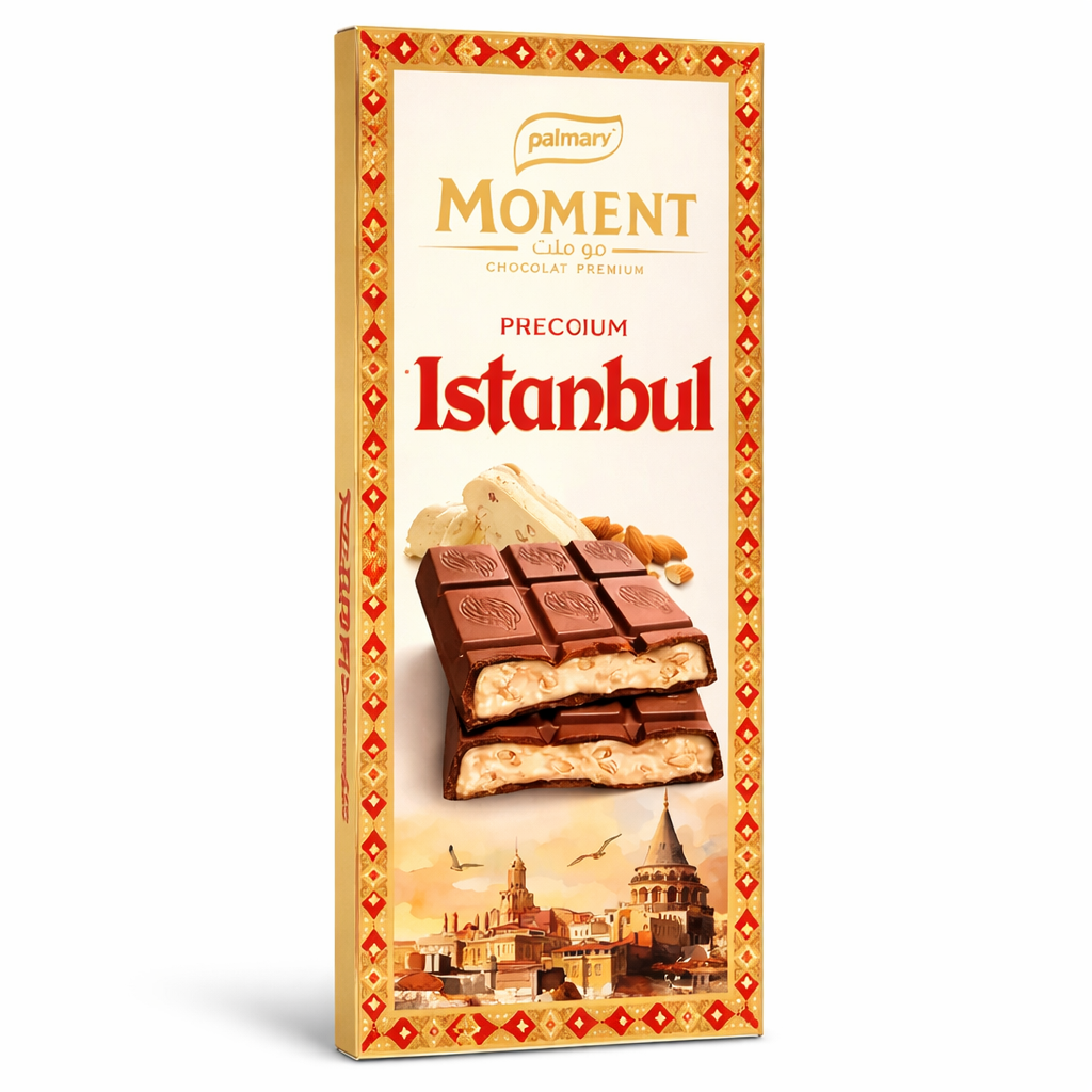 Tablette de chocolat Istanbul fourré halva turc & amandes 150 g Moment