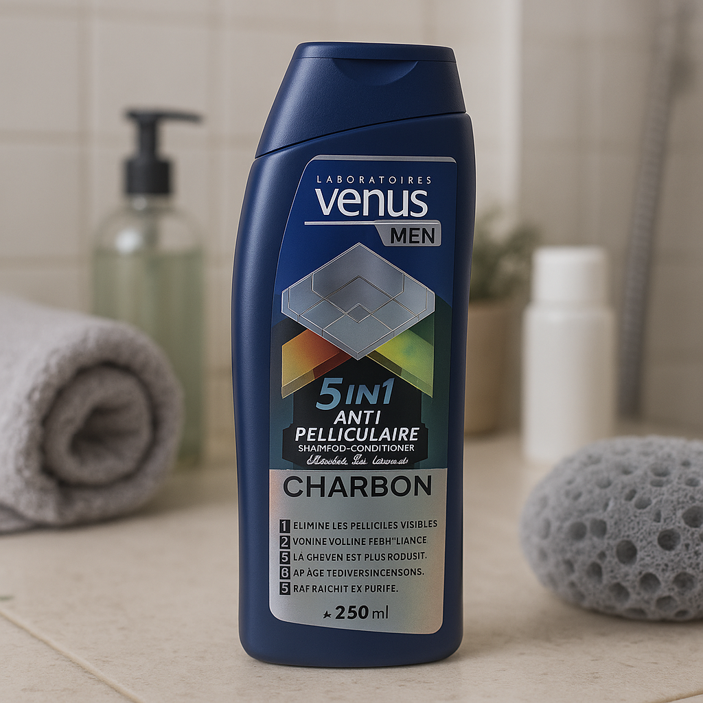 Shampoing Anti-Pelliculaire 5 en 1 au Charbon 250ml Venus