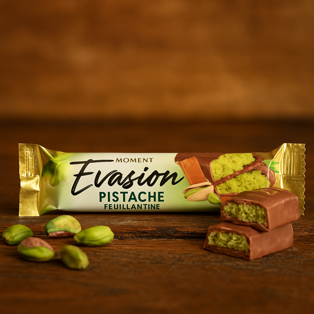 Barre Chocolat Fourrage Pistache & Feuillantine - Évasion 37g