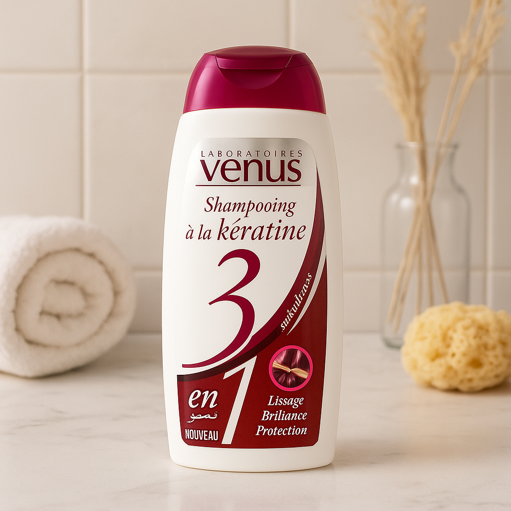 Shampoing Kératine 3‑en‑1 250ml Venus