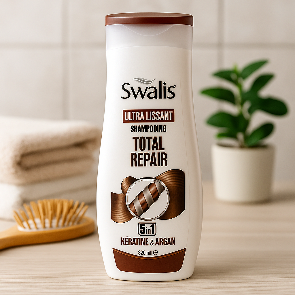 Shampoing Total Repair 5en1 Kératine & Argan 330ml Swalis