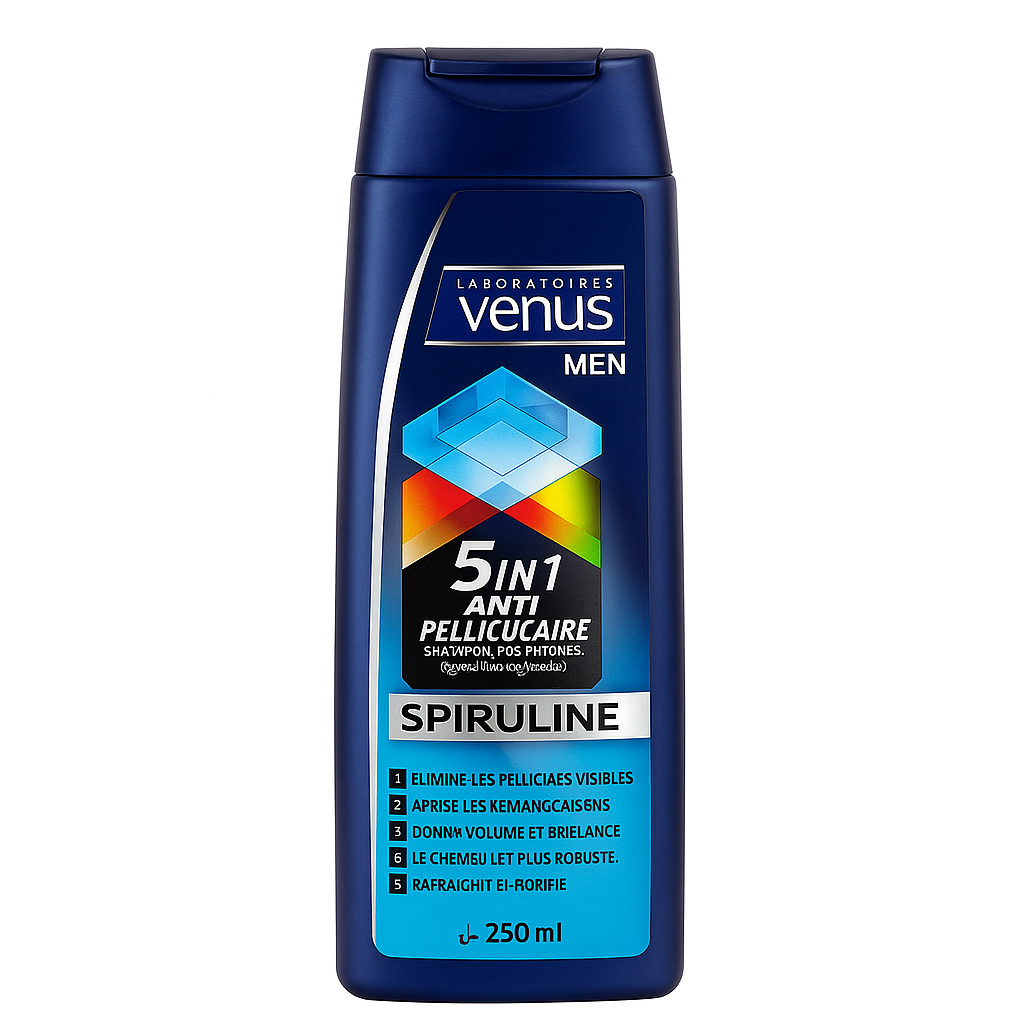 Shampoing 5 en 1 Anti-Pelliculaire Spiruline 250ml Venus Men