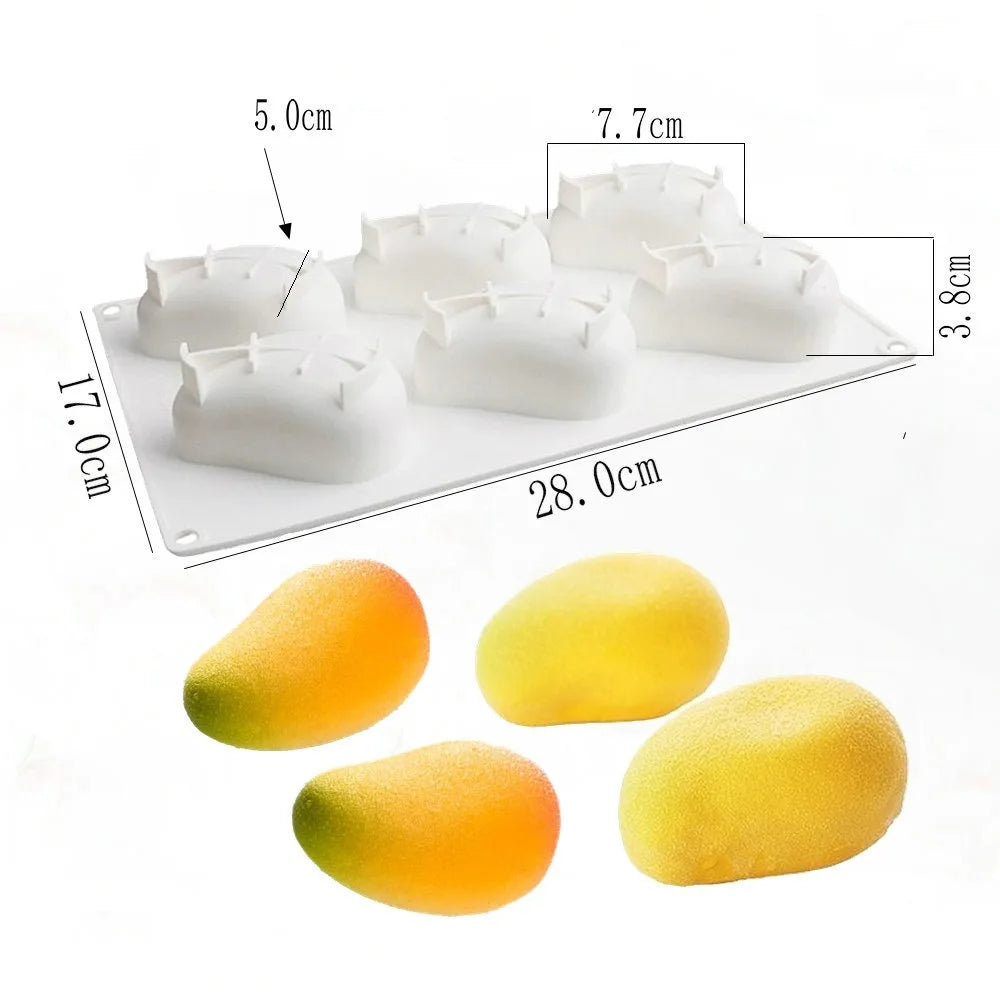 Moule trompe-l’œil fruits en silicone – Framboise, fraise, banane & mangue – Gâteau et dessert