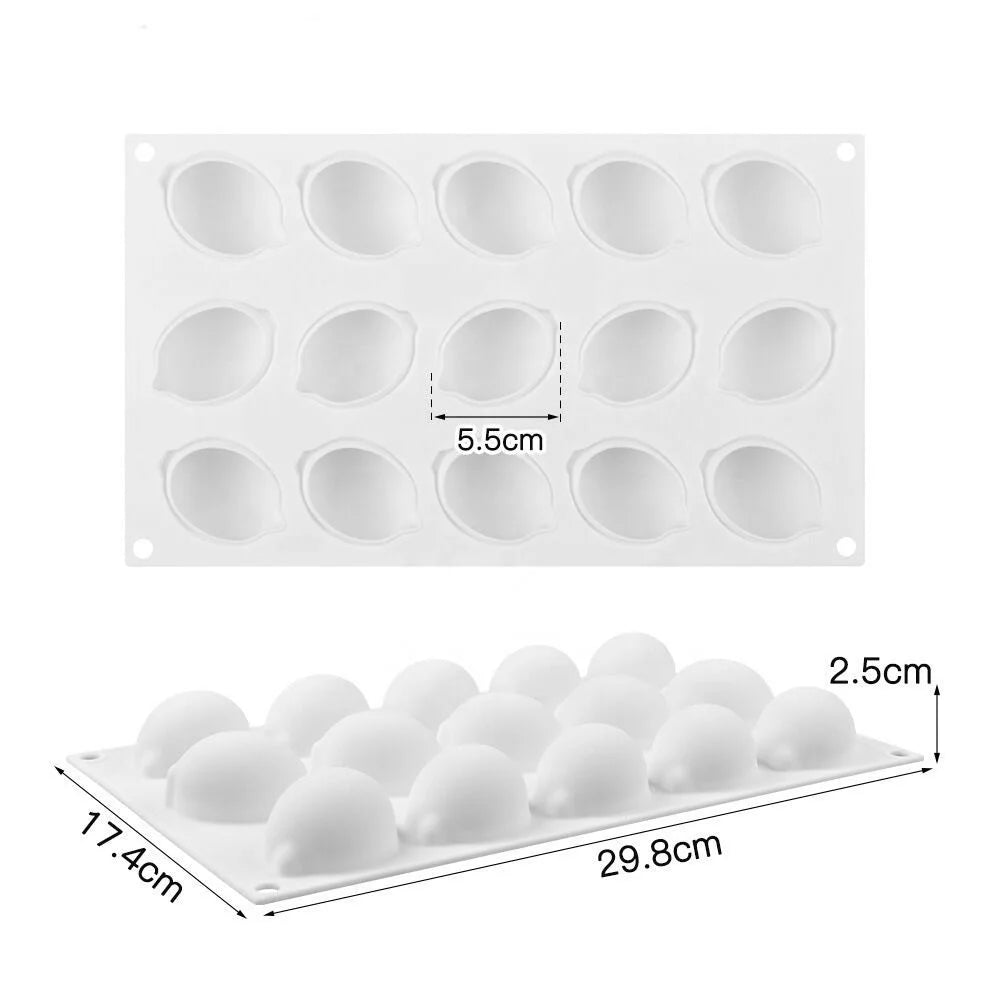 Moule citron en silicone 15 cavités – Gâteau, chocolat, glaçons et desserts créatifs