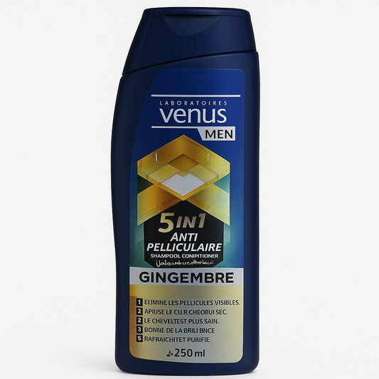 Shampoing Homme 5 en 1 Anti-Pelliculaire au Gingembre 250ml Venus