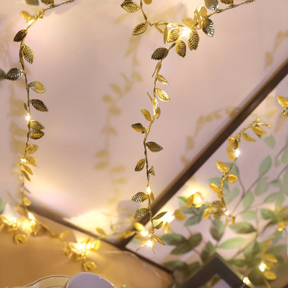 Guirlande lumineuse décorative feuilles dorées 2,78 m – Décoration intérieure festive