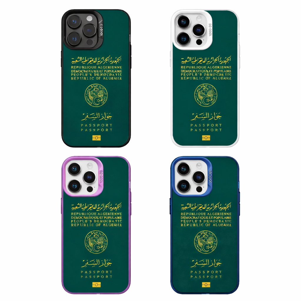 Coque iPhone Passeport Algérien – Protection Souple avec Bordures Colorées