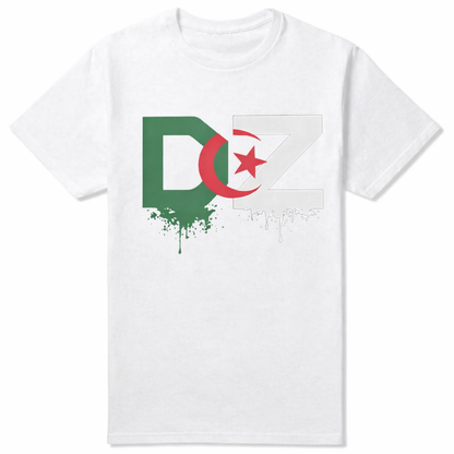 T-shirt DZ Algérie unisexe Drapeau algérien – Coton Manches courtes