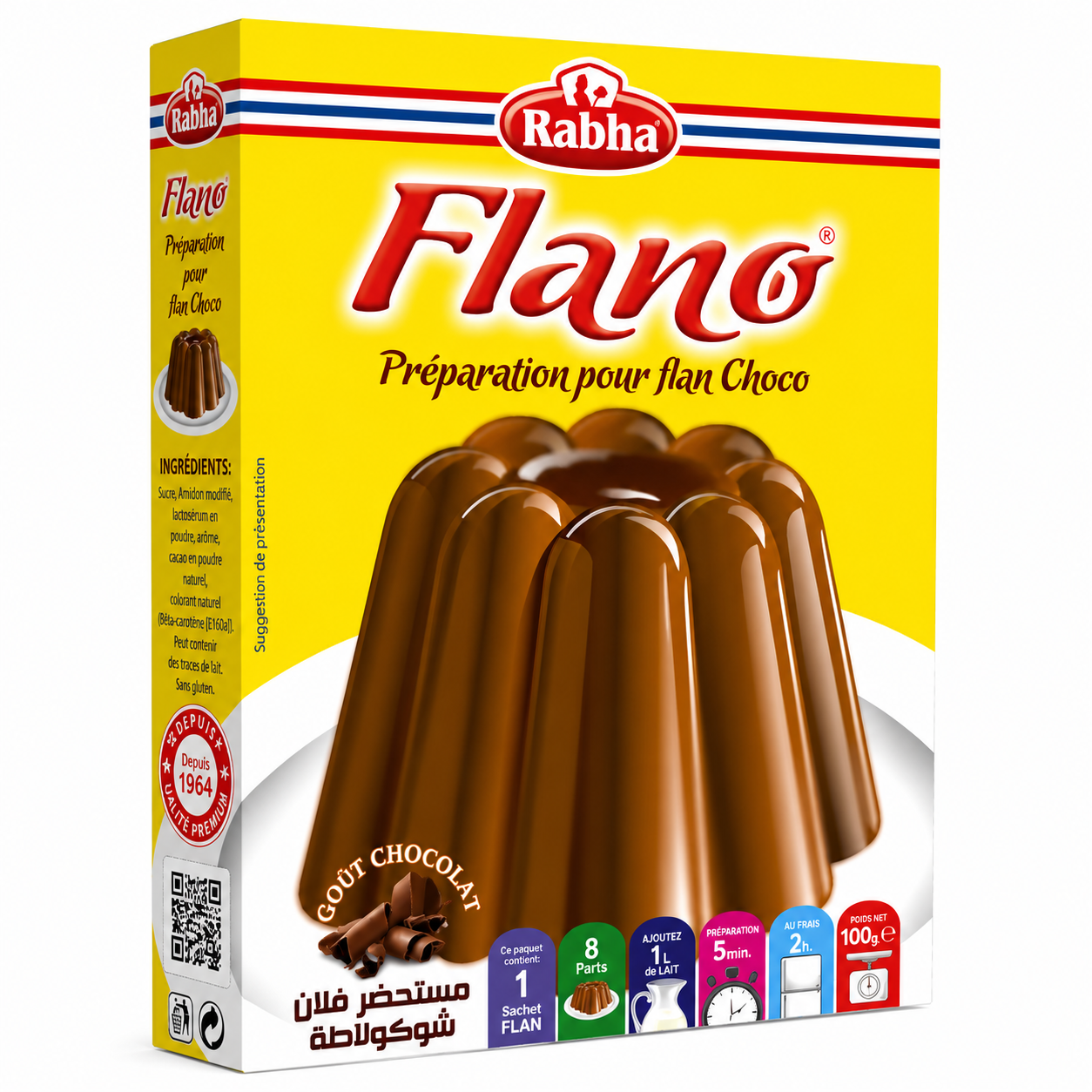 Préparation flan Rabha – Caramel, vanille, coco, fraise ou chocolat – 8 parts
