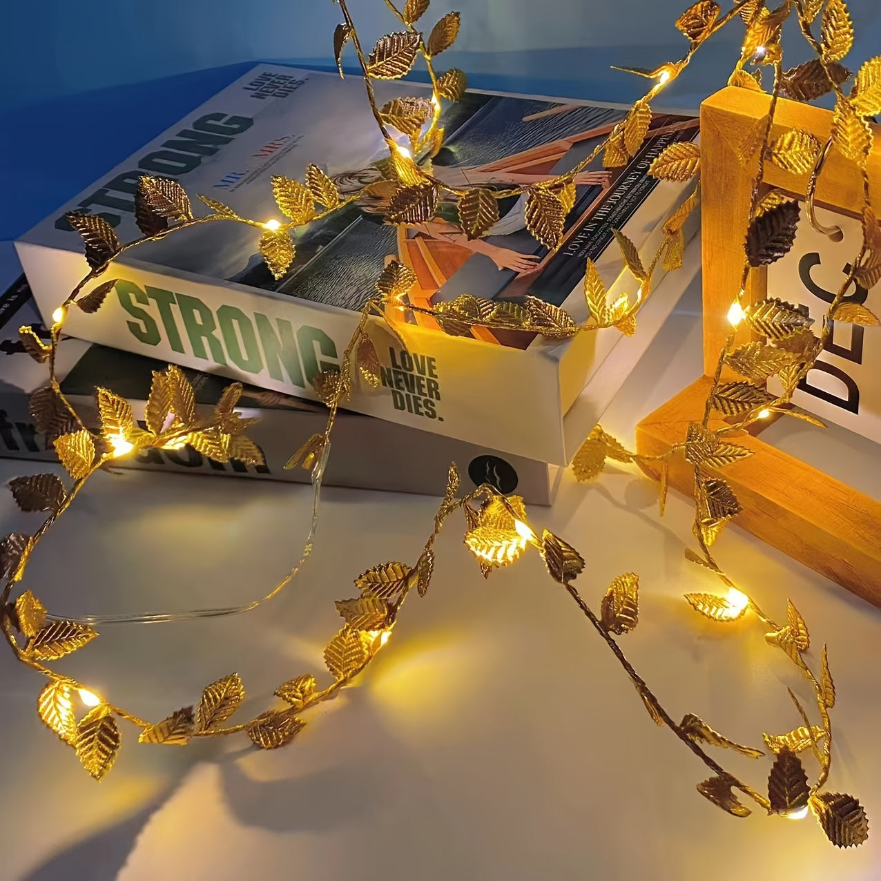 Guirlande lumineuse décorative feuilles dorées 2,78 m – Décoration intérieure festive