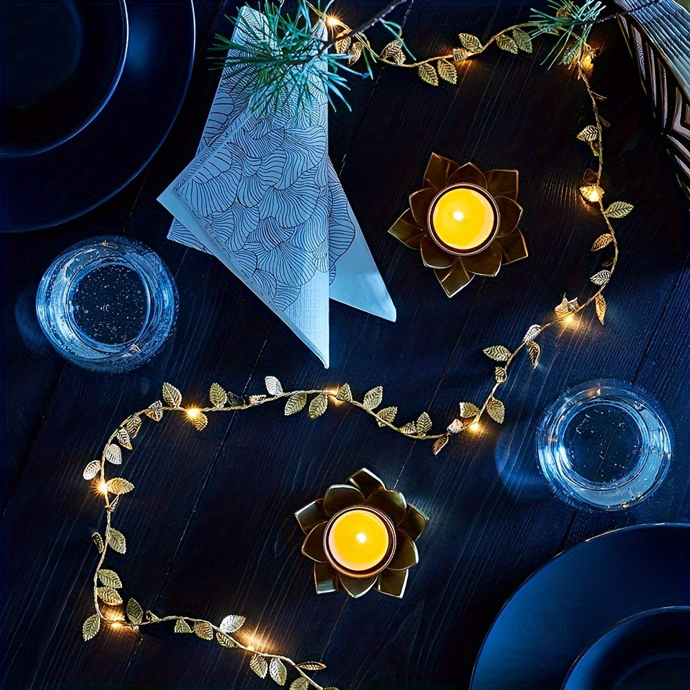 Guirlande lumineuse décorative feuilles dorées 2,78 m – Décoration intérieure festive