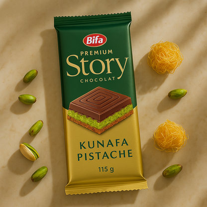 Story – Milk Chocolate Filled with Pistachio Cream &amp; Kunefe: Algerian Excellence
