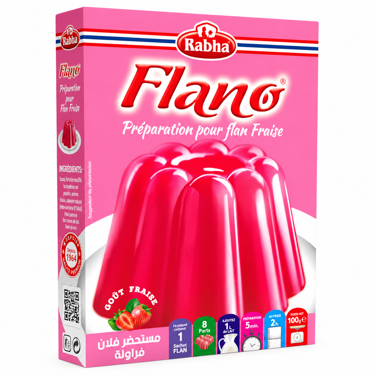 Préparation flan Rabha – Caramel, vanille, coco, fraise ou chocolat – 8 parts