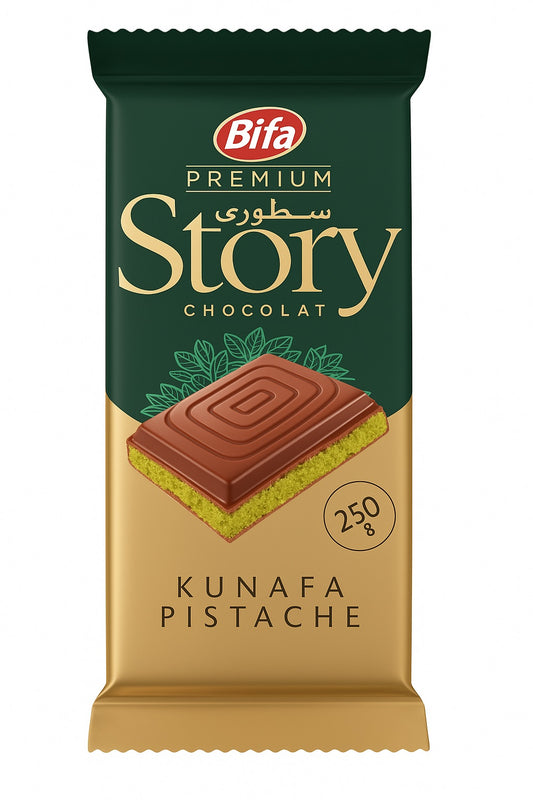 Story – Chocolat au Lait Fourré Crème Pistache & Kunefe 115g