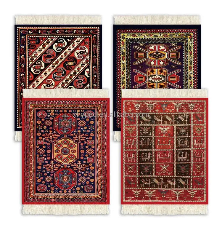 Ensemble 4 sous-verres orientaux – Design arabe style tapis persan 13x9 cm