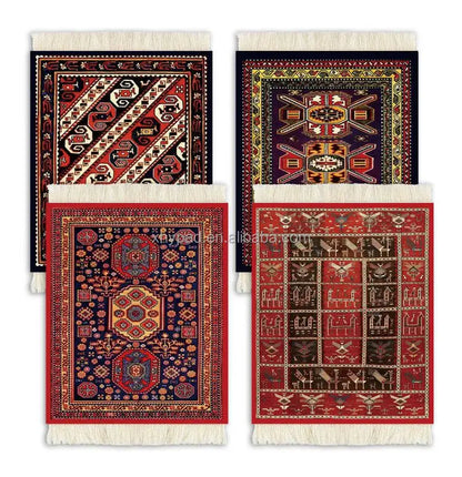 Ensemble 4 sous-verres orientaux – Design arabe style tapis persan 13x9 cm