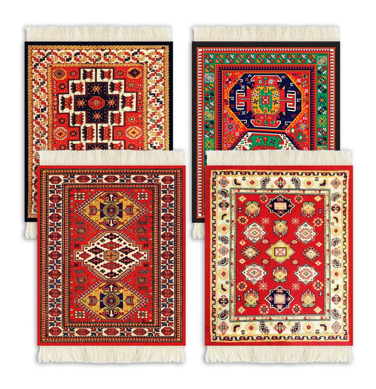 Ensemble 4 sous-verres orientaux – Design arabe style tapis persan 13x9 cm