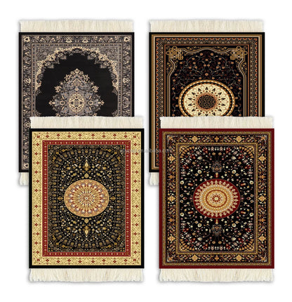 Ensemble 4 sous-verres orientaux – Design arabe style tapis persan 13x9 cm