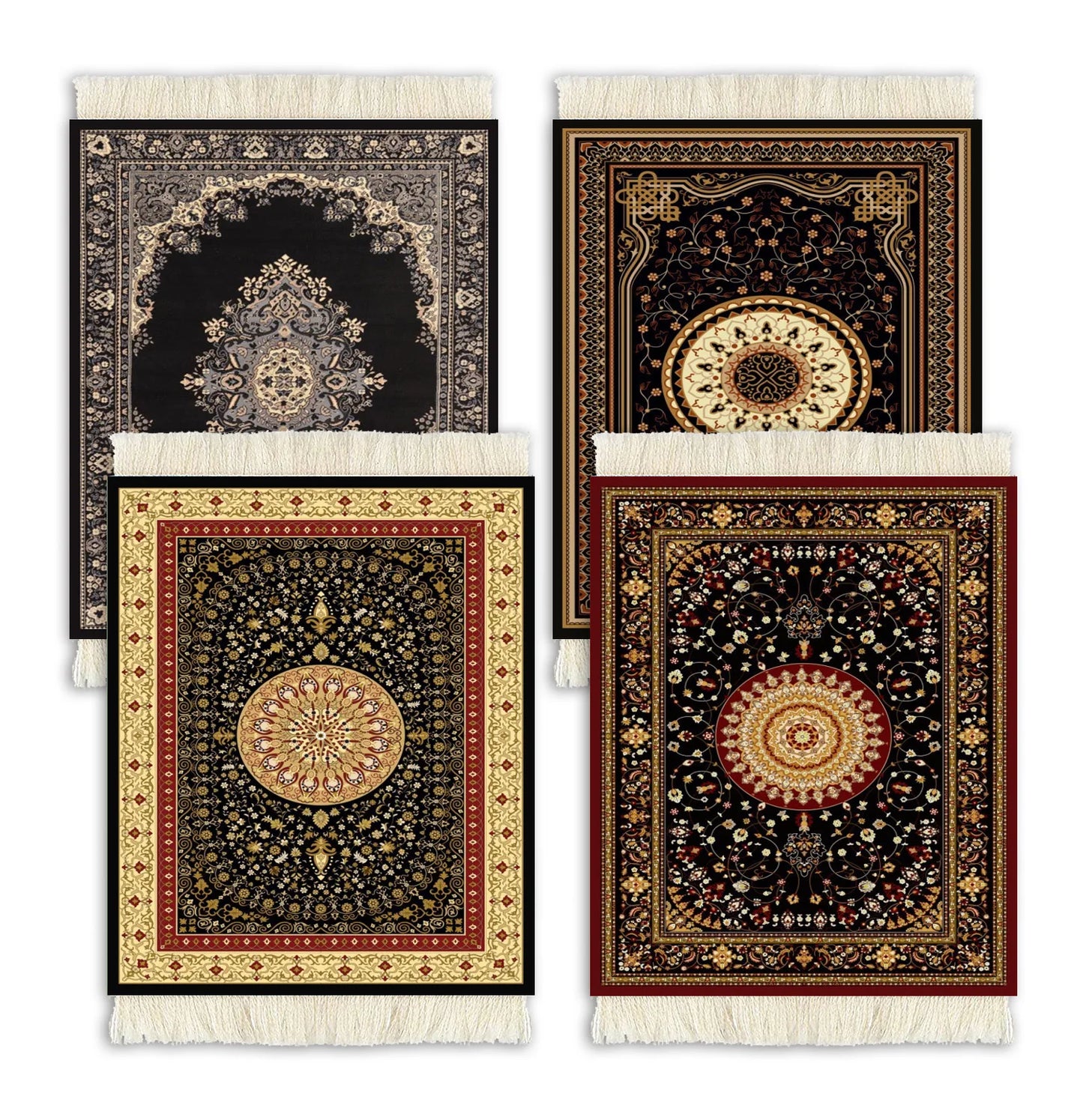 Ensemble 4 sous-verres orientaux – Design arabe style tapis persan 13x9 cm