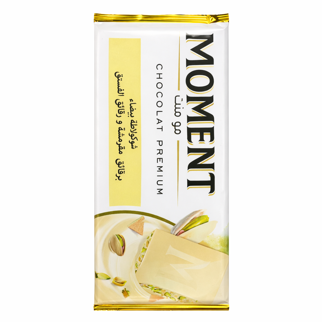 Tablette de Chocolat Blanc Pistache Éclats Croustillants 100g MOMENT Palmary