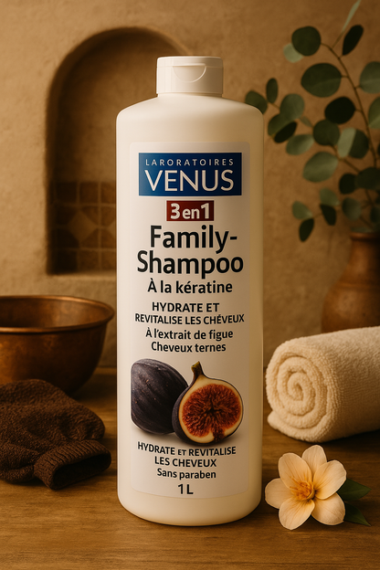 Shampoing Familial 3 en 1 – Kératine & Figue 1L Venus