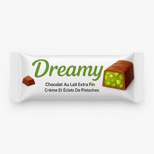 Dreamy - Barre Chocolat au Lait, Crème & Éclats de Pistaches 37g