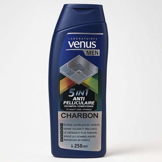 Shampoing Anti-Pelliculaire 5 en 1 au Charbon 250ml Venus