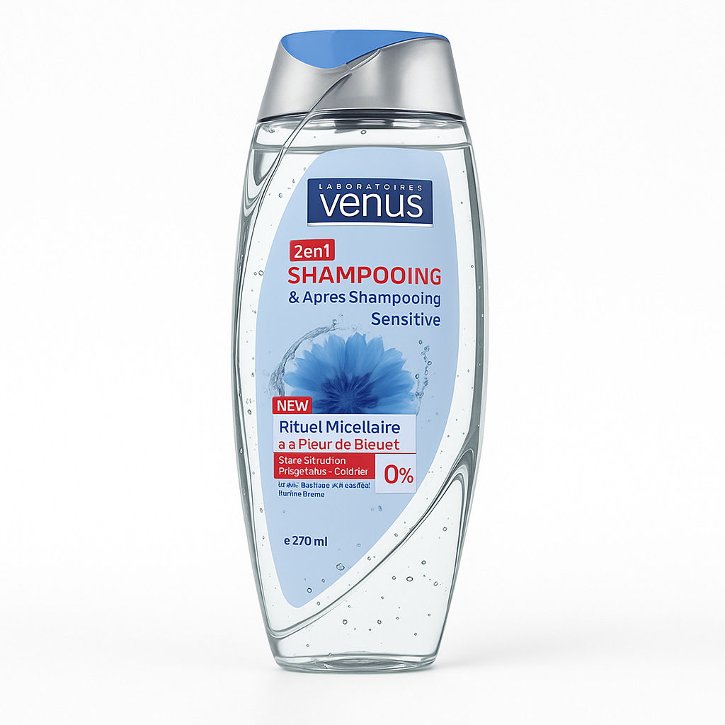 Shampooing & Après-Shampooing Rituel Micellaire Sensitive – Fleur de Bleuet & Reetha Venus 270ml