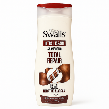 Shampoing Total Repair 5en1 Kératine & Argan 330ml Swalis