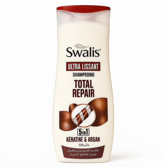 Shampoing Total Repair 5en1 Kératine & Argan 330ml Swalis