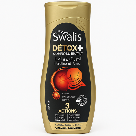 Shampoing Détox+ Kératine & Amla 330ml Swalis