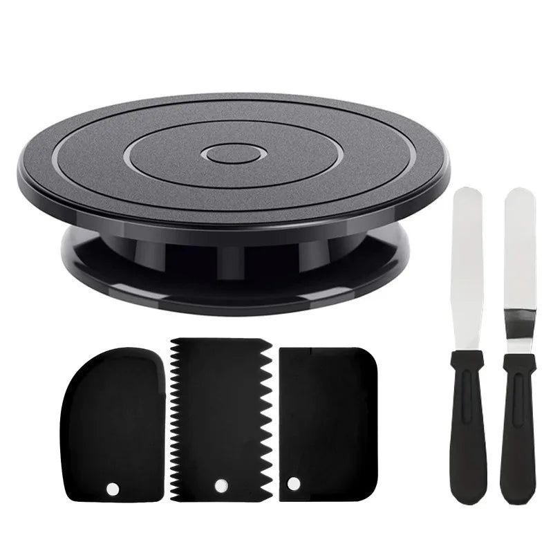 Plateau tournant à gâteau rotatif noir – Kit décoration pâtisserie