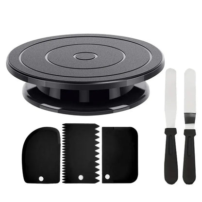 Plateau tournant à gâteau rotatif noir – Kit décoration pâtisserie