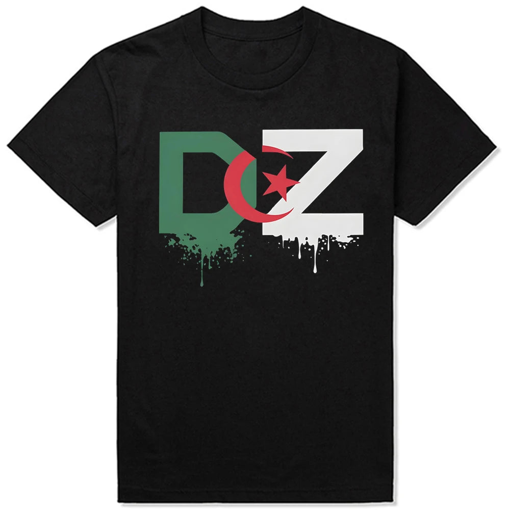 T-shirt DZ Algérie unisexe Drapeau algérien – Coton Manches courtes