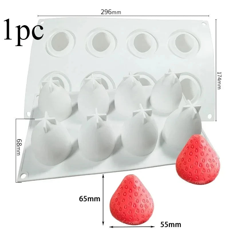 Moule trompe-l’œil fruits en silicone – Framboise, fraise, banane & mangue – Gâteau et dessert