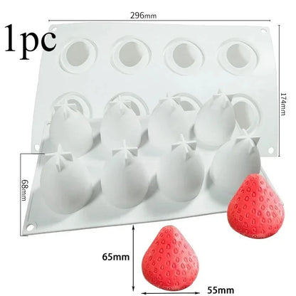 Moule trompe-l’œil fruits en silicone – Framboise, fraise, banane & mangue – Gâteau et dessert