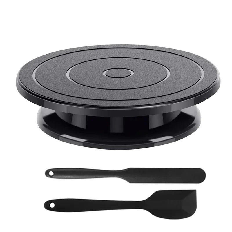 Plateau tournant à gâteau rotatif noir – Kit décoration pâtisserie