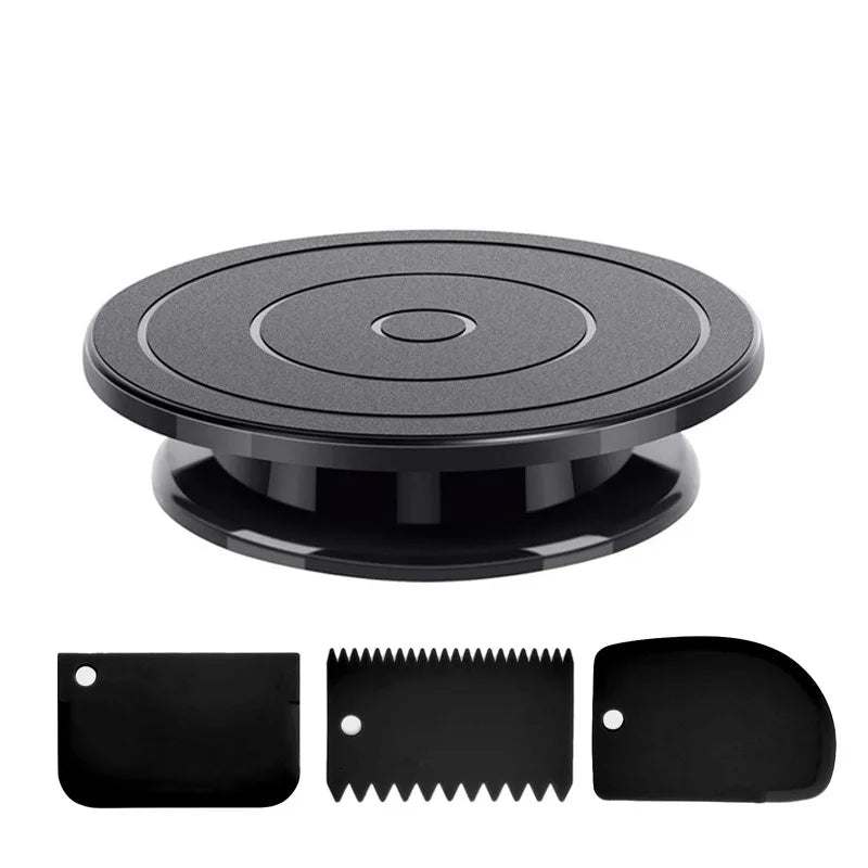 Plateau tournant à gâteau rotatif noir – Kit décoration pâtisserie