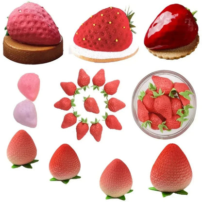 Moule trompe-l’œil fruits en silicone – Framboise, fraise, banane & mangue – Gâteau et dessert