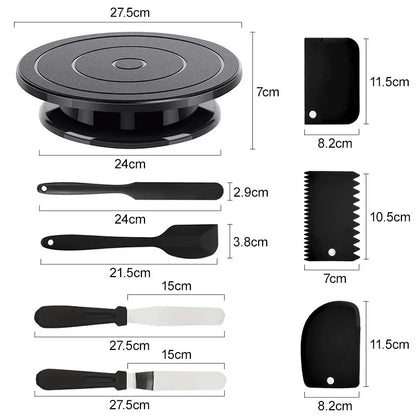 Plateau tournant à gâteau rotatif noir – Kit décoration pâtisserie