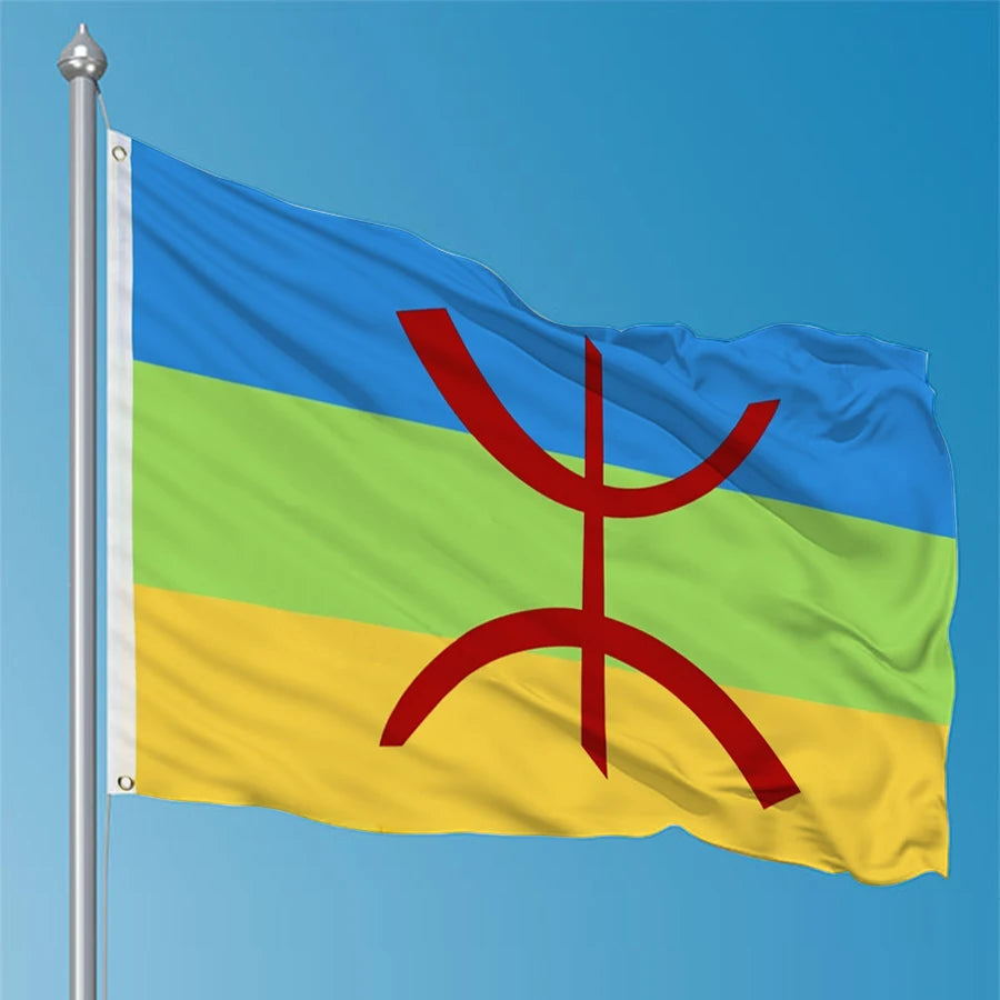 Drapeau amazigh kabyle Polyester  2 ou 4 œillets