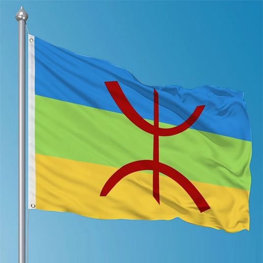 Drapeau amazigh kabyle Polyester  2 ou 4 œillets