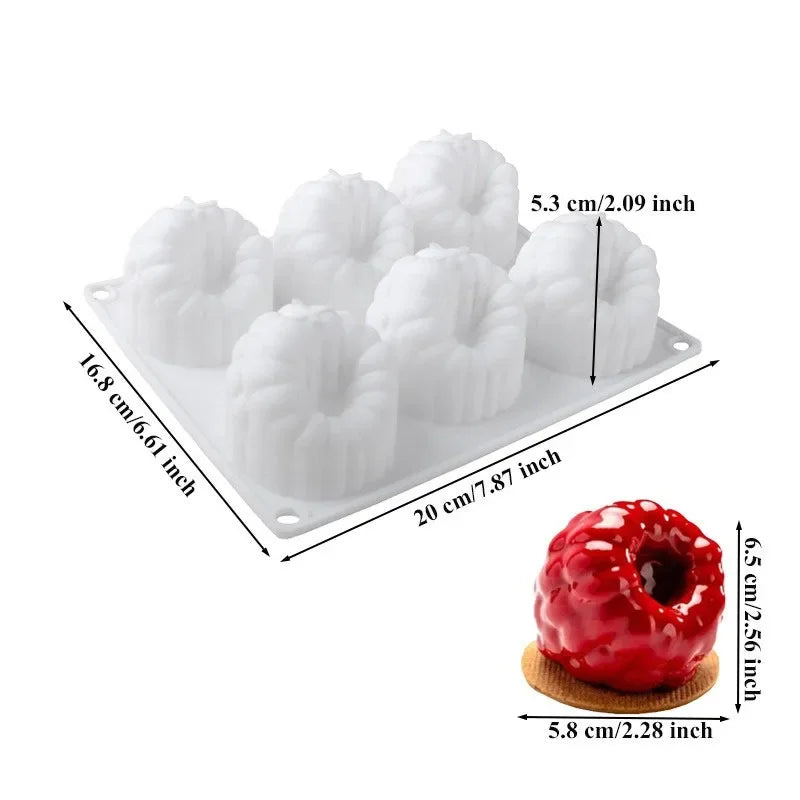 Moule trompe-l’œil fruits en silicone – Framboise, fraise, banane & mangue – Gâteau et dessert