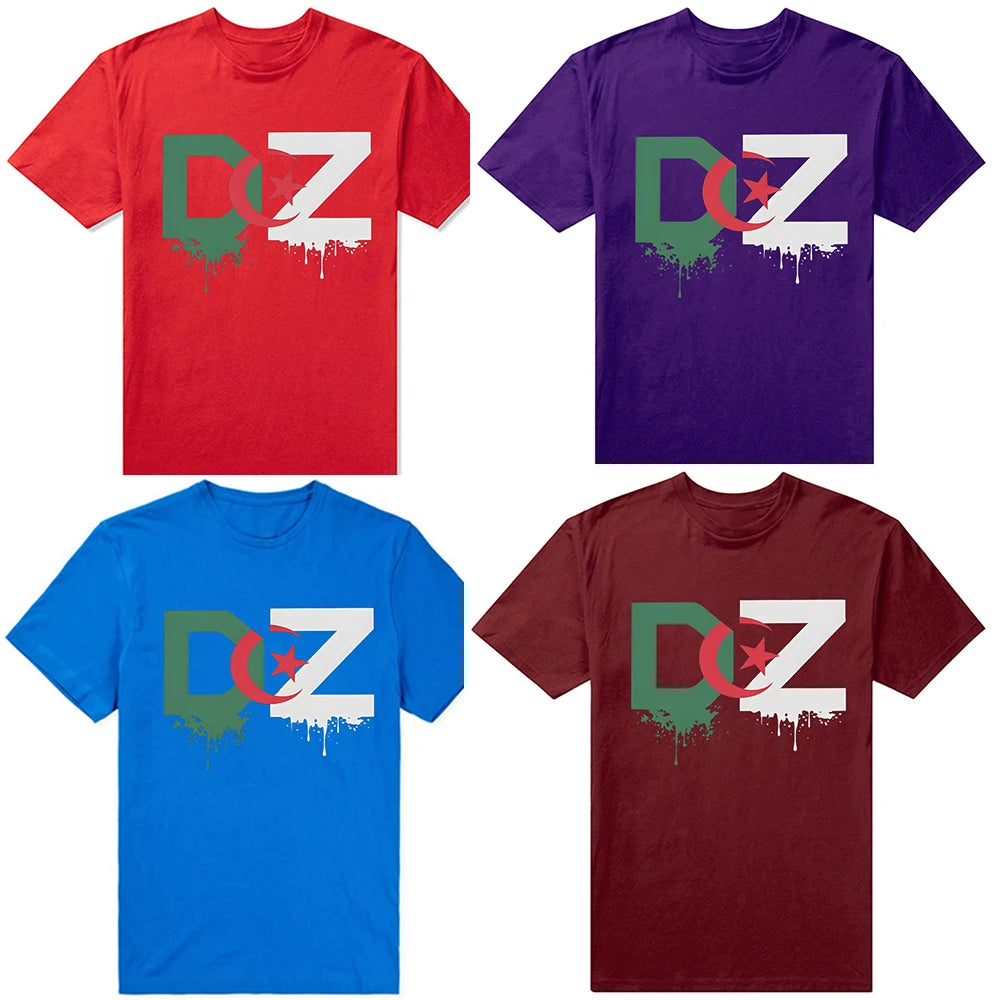 T-shirt DZ Algérie unisexe Drapeau algérien – Coton Manches courtes