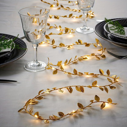 Guirlande lumineuse décorative feuilles dorées 2,78 m – Décoration intérieure festive