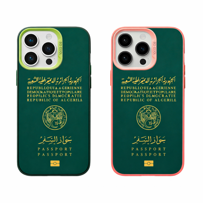 Coque iPhone Passeport Algérien – Protection Souple avec Bordures Colorées