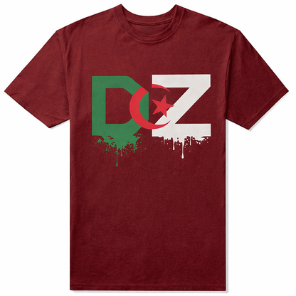 T-shirt DZ Algérie unisexe Drapeau algérien – Coton Manches courtes